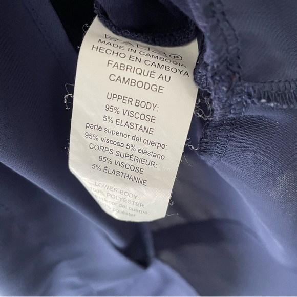 Michael Kors Layered Soft Tank Sleeveless Long Top Navy Blue Gold Size Small - Picture 6 of 6